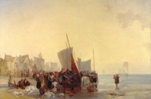 Fishmarket by Richard Parkes Bonington Oil Painting