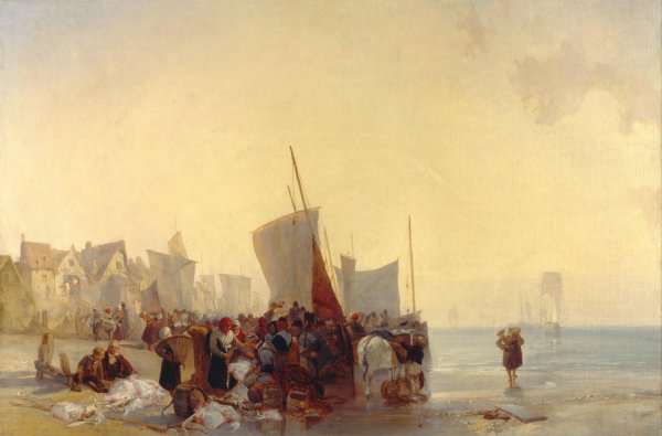 Fishmarket by Richard Parkes Bonington - Hand-Painted Oil Painting Reproduction