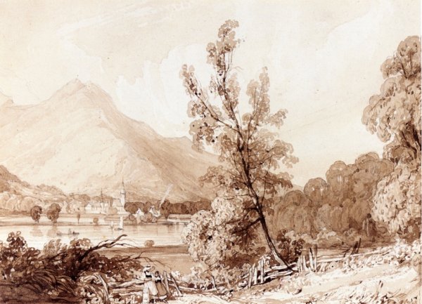 Lake Brientz and Interlaken by Richard Parkes Bonington - Hand-Painted Oil Painting Reproduction
