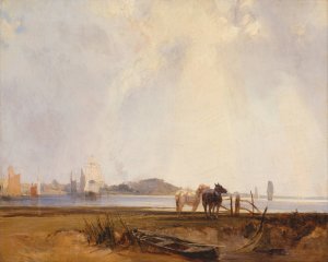 Landscape near Quilleboeuf, France by Richard Parkes Bonington Oil Painting