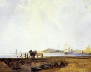 Landscape near Quilleboeuf by Richard Parkes Bonington Oil Painting