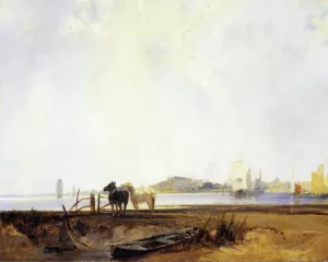 Landscape near Quilleboeuf by Richard Parkes Bonington - Oil Painting Reproduction