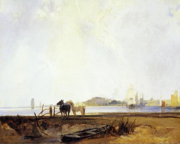 Landscape near Quilleboeuf by Richard Parkes Bonington - Hand-Painted Oil Painting Reproduction