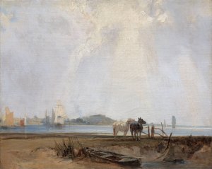Near Quillebeuf by Richard Parkes Bonington Oil Painting