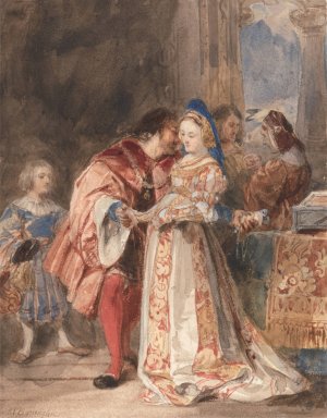 Portia and Bassanio by Richard Parkes Bonington Oil Painting