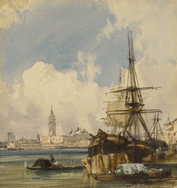 Riva degli Schiavoni, from near San Biagio, Venice  by Richard Parkes Bonington - Hand-Painted Oil Painting Reproduction