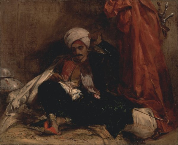 Seated Turk  by Richard Parkes Bonington - Hand-Painted Oil Painting Reproduction