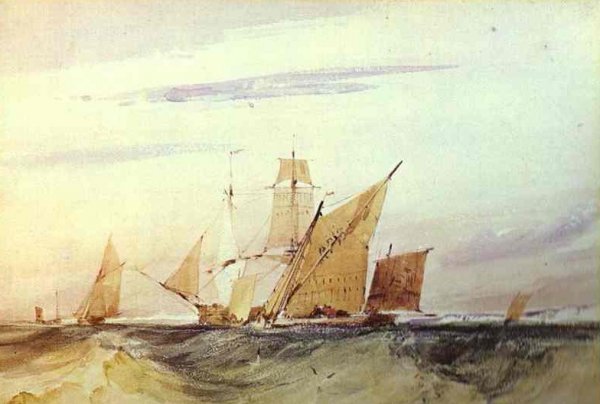 Shipping Off the Coast of Kent by Richard Parkes Bonington - Hand-Painted Oil Painting Reproduction