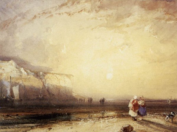Main Product Photo of Sunset in the Pays de Caux Painting by Richard Parkes Bonington
