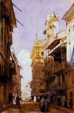 The Corsa Saint' Anastasia, Verona, with the Palace of Prince Maffet by Richard Parkes Bonington Oil Painting