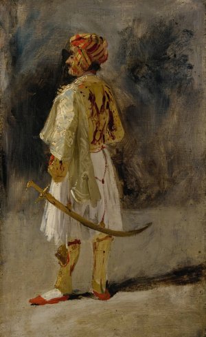The Count of Palatino in the costume of a Palikar by Richard Parkes Bonington Oil Painting