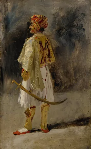 The Count of Palatino in the costume of a Palikar by Richard Parkes Bonington Oil Painting