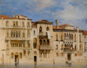 The Palazzi Manolesso-Ferro, Contarini-Fasan and Venier-Contarini on the Grand Canal, Venice by Richard Parkes Bonington Oil Painting