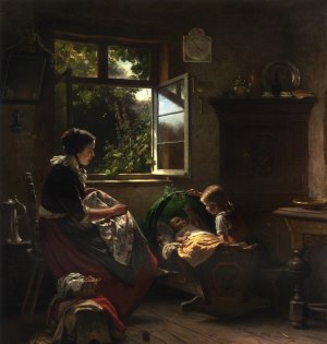 Playing with Baby by Richard Sohn Oil Painting