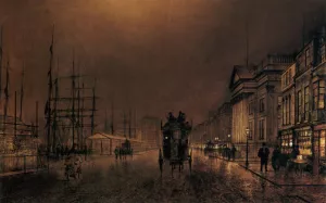 Liverpool Docks by Richard Thomas Moynan - Oil Painting Reproduction