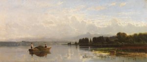 Heuboot bei der uberfahrt by Richard Von Poschinger Oil Painting