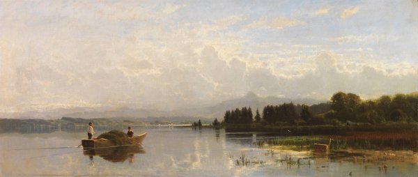 Main Product Photo of Heuboot bei der uberfahrt  Painting by Richard Von Poschinger