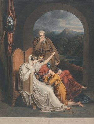 Queen Judith reciting to Alfred when a child by Richard Westall Oil Painting