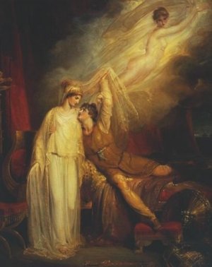 Reconciliation of Helen and Paris by Richard Westall Oil Painting