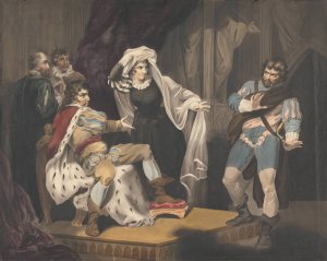 Theatrical Figures About a Throne by Richard Westall Oil Painting