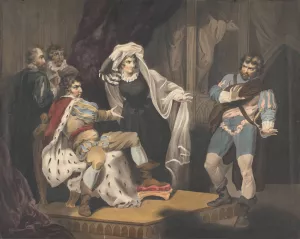 Theatrical Figures About a Throne by Richard Westall Oil Painting