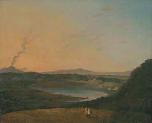 Lago d'Agnano with Vesuvius in the distance by Richard Wilson Oil Painting