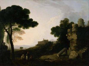Landscape Capriccio with Tomb of the Horatii and Curiatii, and the Villa of Maecenas at Tivoli by Richard Wilson Oil Painting