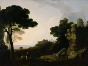 Landscape Capriccio with Tomb of the Horatii and Curiatii, and the Villa of Maecenas at Tivoli Oil painting by Richard Wilson