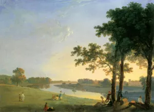 View of Syon House across the Thames near Kew Gardens by Richard Wilson - Oil Painting Reproduction