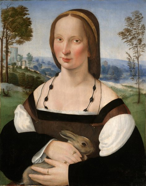 Main Product Photo of Portrait of a Lady with a Rabbit  Painting by Ridolfo Ghirlandaio