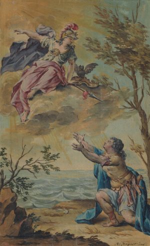 Mentor neemt afscheid van Telemachus by Rienk Keyert Oil Painting