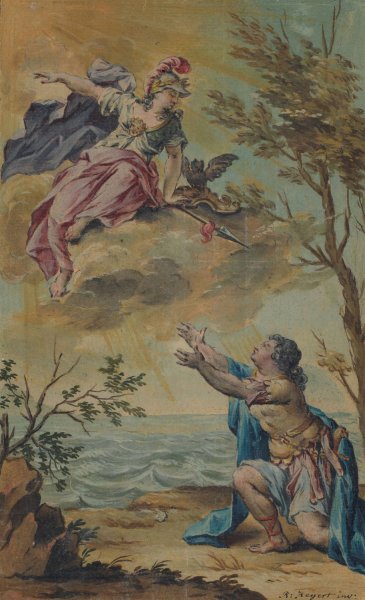 Main Product Photo of Mentor neemt afscheid van Telemachus  Painting by Rienk Keyert