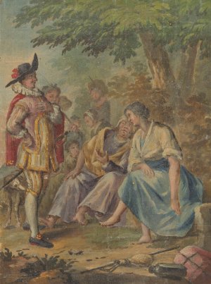 Ontwerp voor een behangselschildering of schilderij met het Spaanse Heidin Preciosa en Don Juan by Rienk Keyert Oil Painting