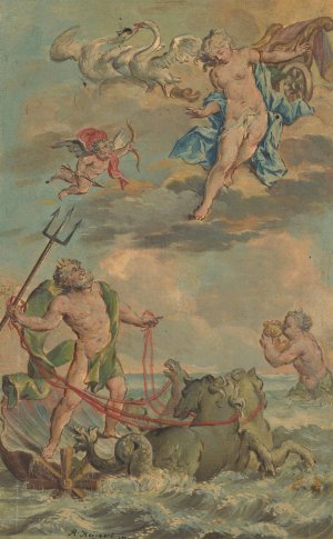 Venus verzoekt Neptunus te verhinderen dat Telemachus zal landen op Ithaca by Rienk Keyert Oil Painting