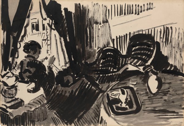 Main Product Photo of Nel Sewing before the Burtterfly Sofa  Painting by Rik Wouters
