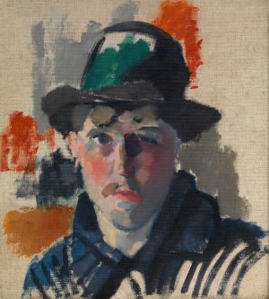 Self Portrait in a Green Hat by Rik Wouters Oil Painting