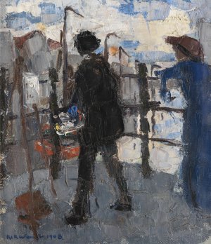 The Painter on the Hoogbrug in Mechelen by Rik Wouters Oil Painting