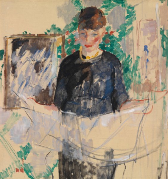 Woman in Black Reading a Newspaper  by Rik Wouters - Hand-Painted Oil Painting Reproduction