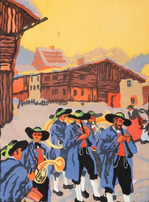 Dorfkonzert by Robert A Saurwein Oil Painting