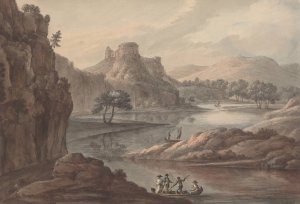 River Landscape with a Castle by Robert Adam Oil Painting