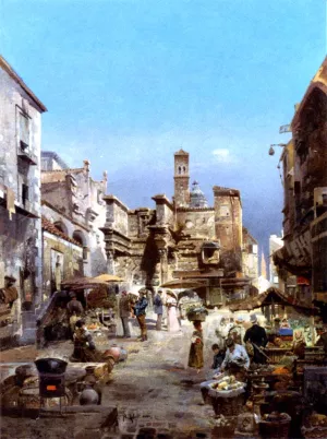 A Market In Italy painting by Robert Alott