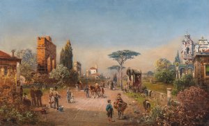 A View of the Via Appia by Robert Alott Oil Painting