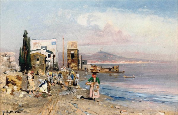Main Product Photo of Fisherfolk on the Neapolitan coast  Painting by Robert Alott