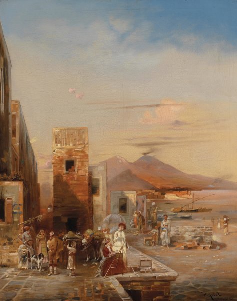 Suditalienische Szene by Robert Alott - Hand-Painted Oil Painting Reproduction