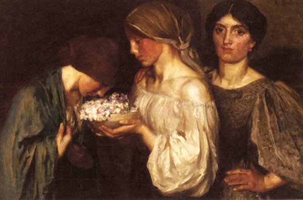 The Fragrant Posy by Robert Anning Bell - Hand-Painted Oil Painting Reproduction