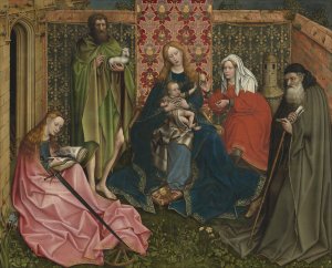Madonna and Child with Saints in the Enclosed Garden by Robert Campin (Follower) Oil Painting