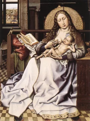 The Virgin and Child before a Firescreen by Robert Campin Oil Painting