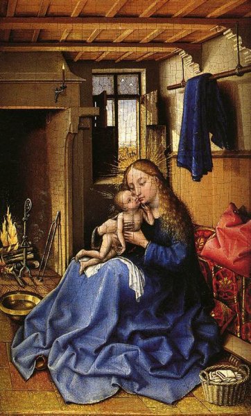 Main Product Photo of Virgin and Child in an Interior Painting by Robert Campin