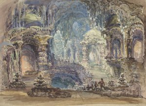 Fantastic Pavilions in a Grotto by Robert Caney Oil Painting