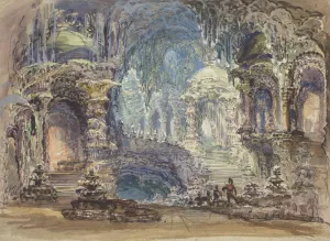 Fantastic Pavilions in a Grotto by Robert Caney Oil Painting